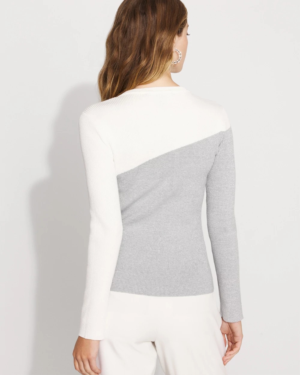 Shimmer Colorblock Pullover Sweater