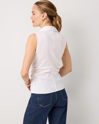 Ruched Poplin Sleeveless Shirt click to view larger image.