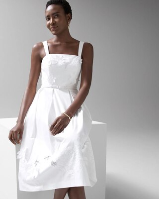 Embroidered 3-D Fit and Flare Dress