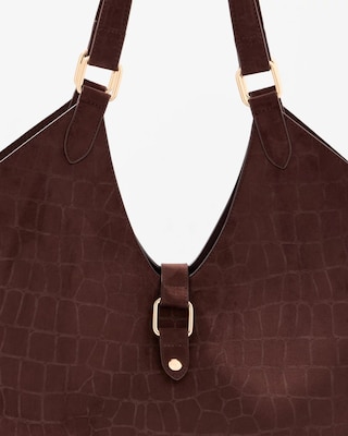 Faux Sueded Croc Tote Bag click to view larger image.