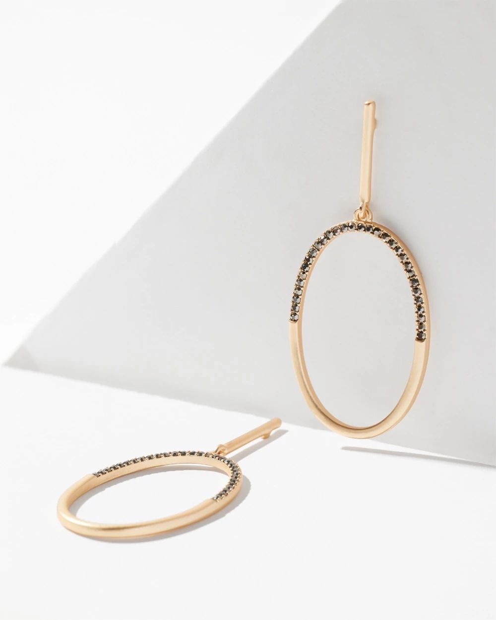 Jet Hematite Crystal Hoop Earrings
