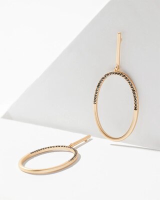 Jet Hematite Crystal Hoop Earrings