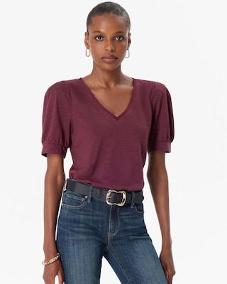 Puff Sleeve V-neck Tee