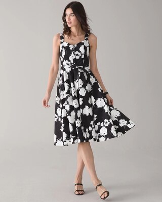 White + Black Fit & Flare Floral Dress