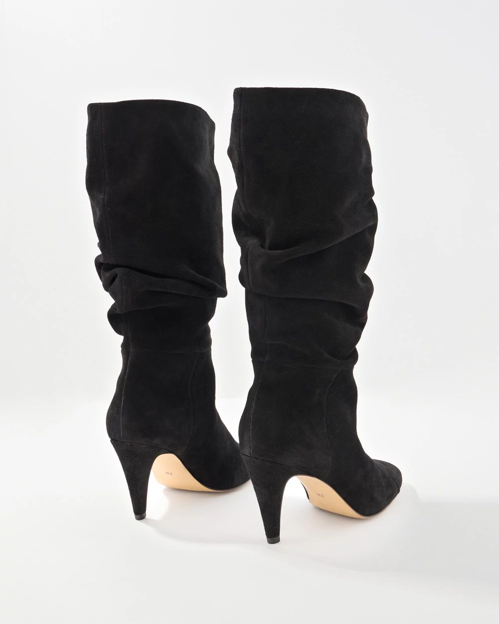Suede Slouch Heeled Boots click to view larger image.