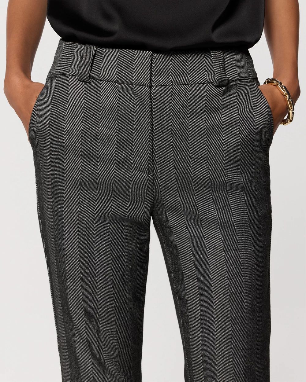 Petite Herringbone High-Rise Blake Bootcut Pant click to view larger image.