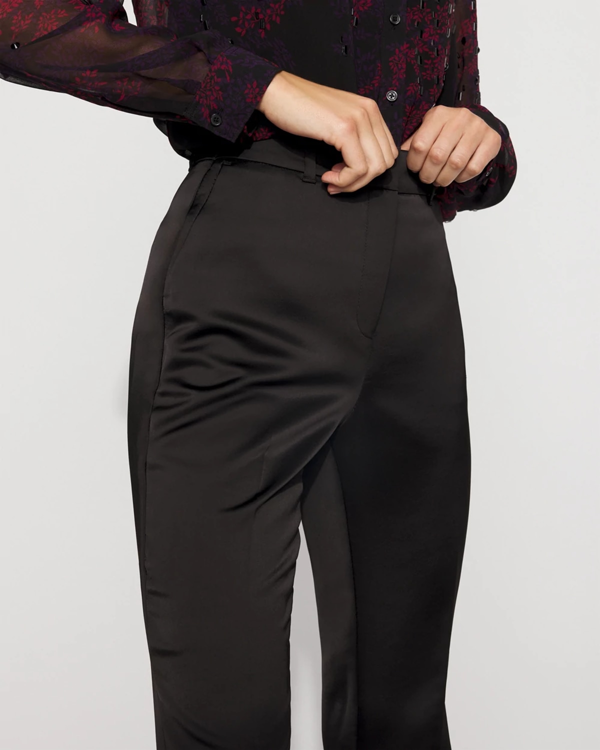 White House Black Market Petite Piper Satin Flare Pants In Black