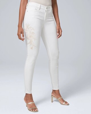 Curvy-Fit High-Rise Embellished Skinny Jeans