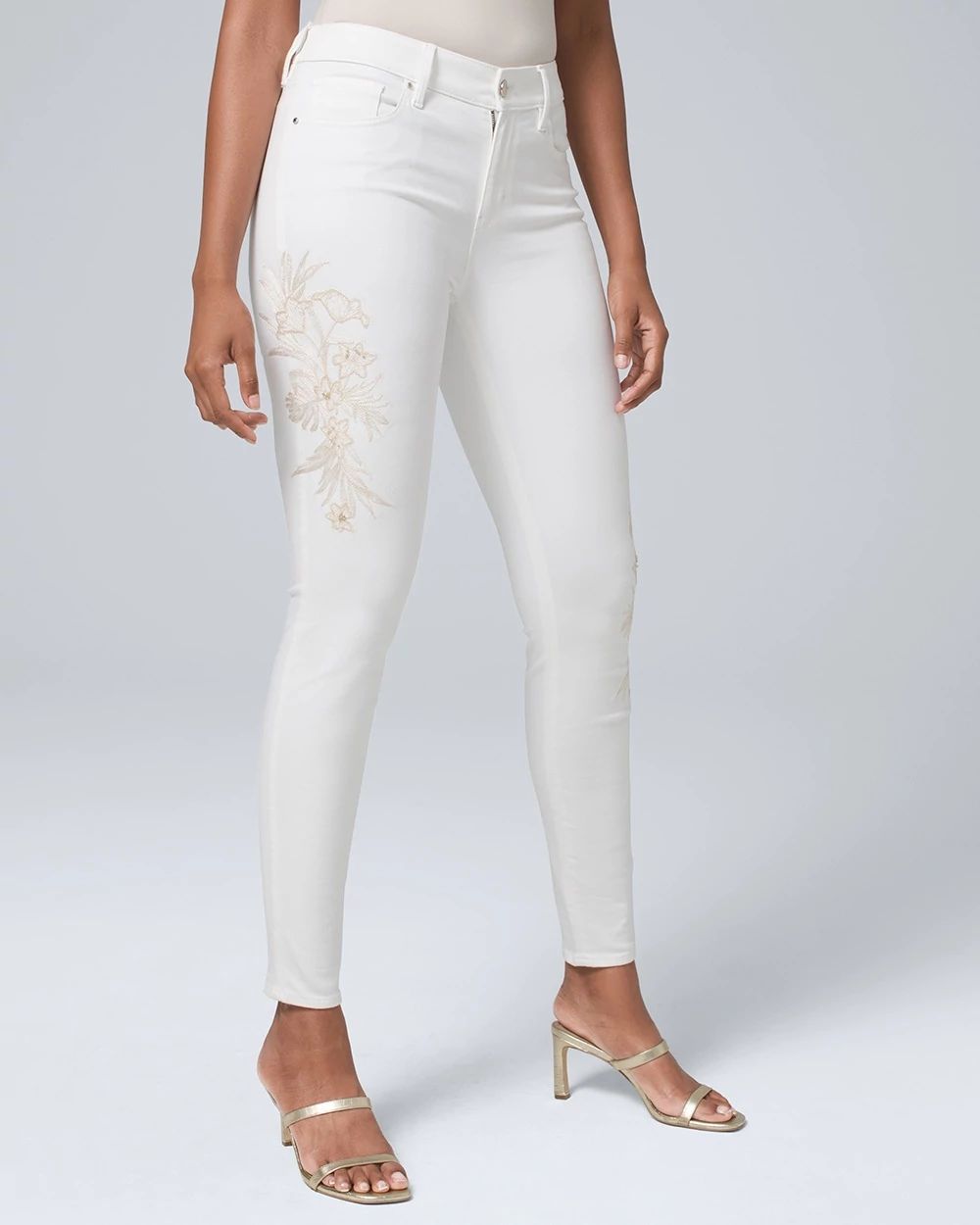 Curvy-Fit High-Rise Embellished Skinny Jeans
