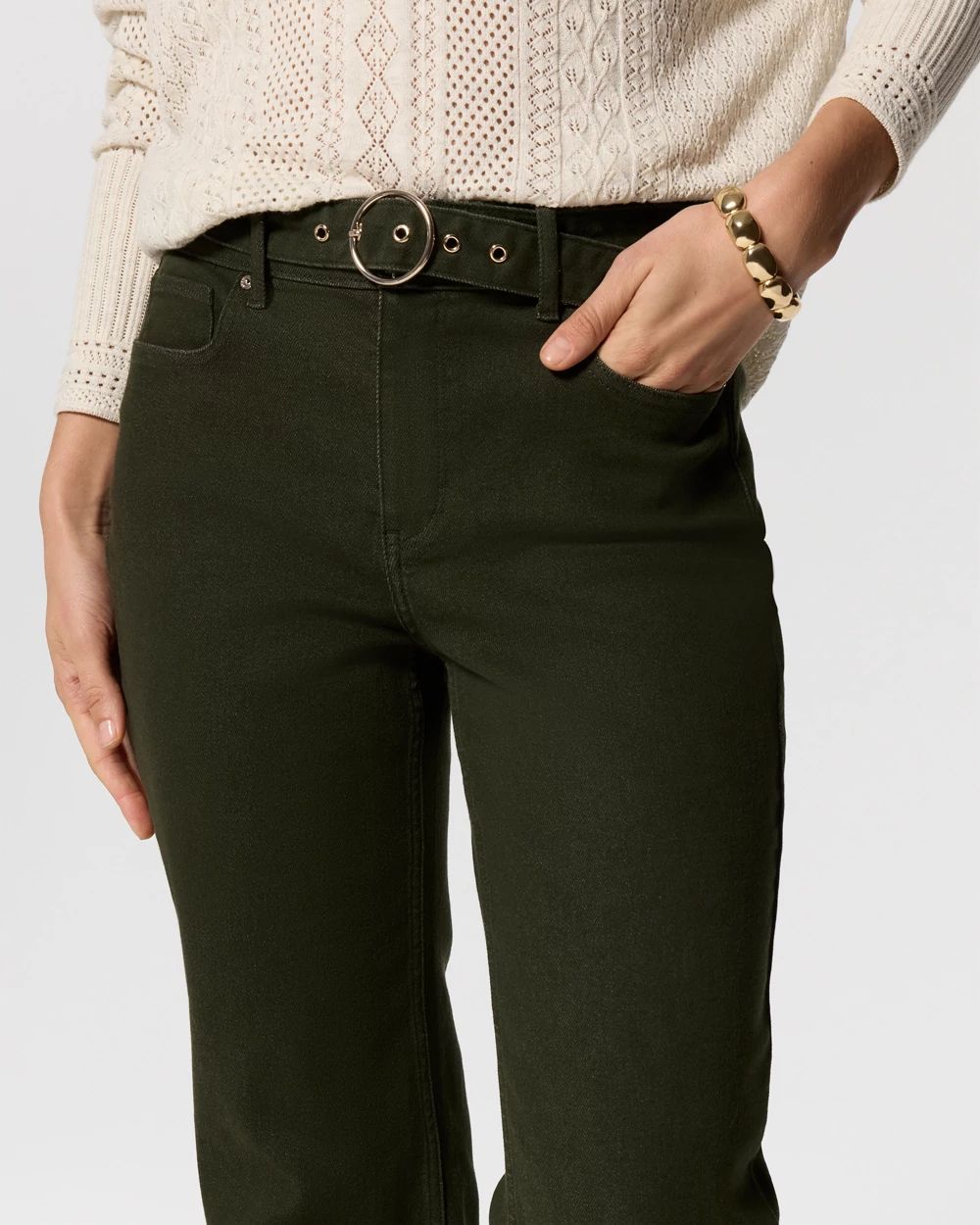 Belted High-Rise Wide Leg Trouser Jeans click to view larger image.