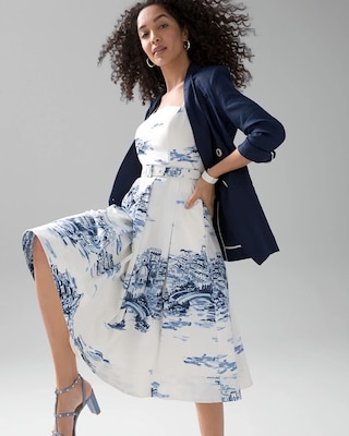 Toile Poplin Fit & Flare Dress