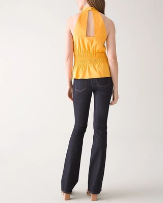 Petite Sleeveless Smocked Poplin Halter