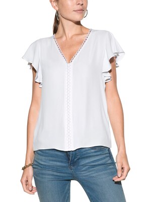 Outlet WHMB Flutter-Sleeve Scallop-Trim Blouse