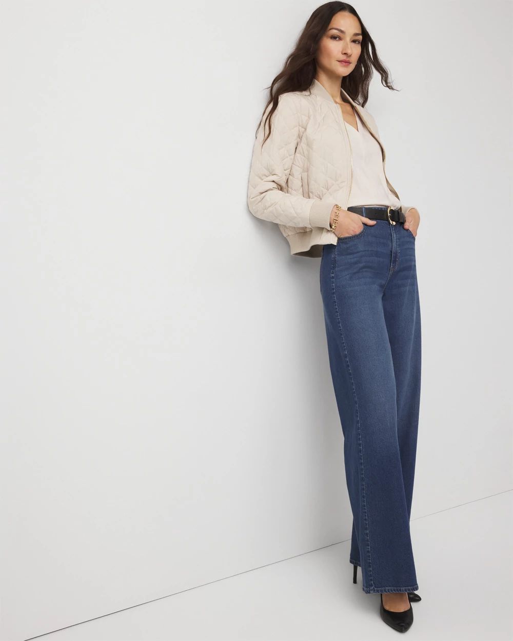 Petite Quilted Bomber Jacket click to view larger image.