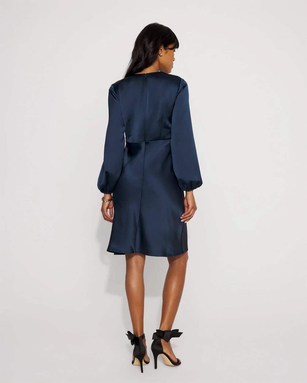 Balloon Sleeve Satin Dress