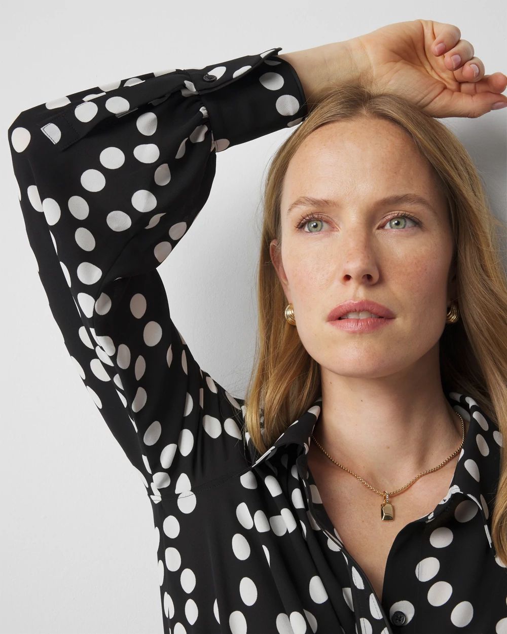 Petite Long Sleeve Soft Shirt with Piping