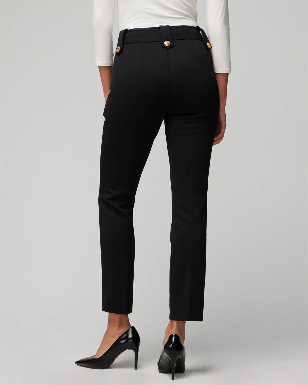 Petite WHBM® Jolie Button Straight Lux Stretch Pant click to view larger image.