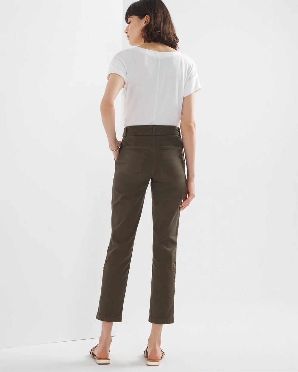 High-Rise Belted Straight Crop Jeans
