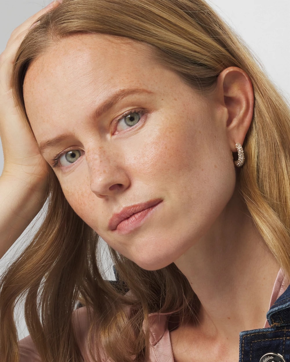 Gold + Pave Square Hoop Earrings