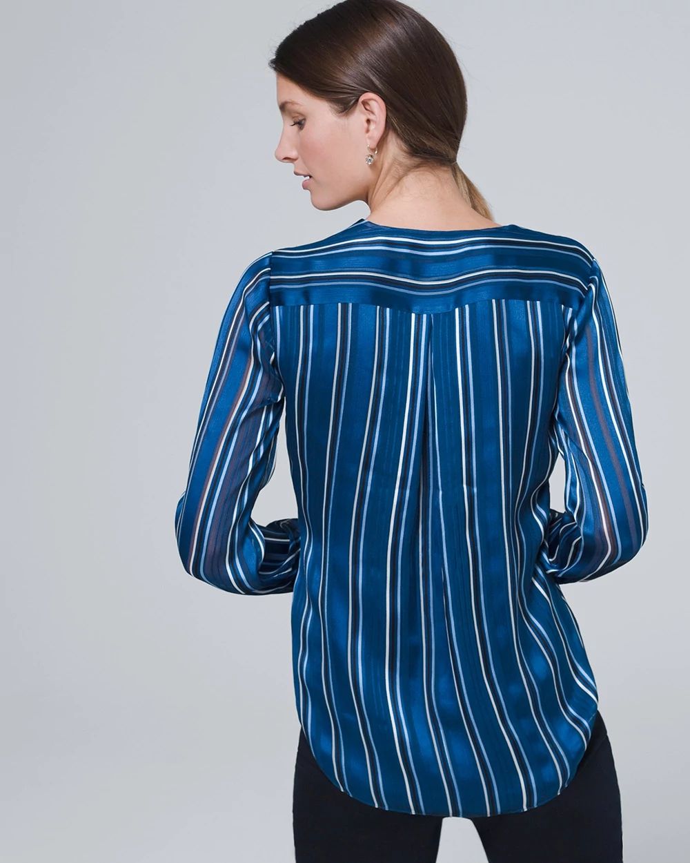 Stripe Surplice Blouse click to view larger image.