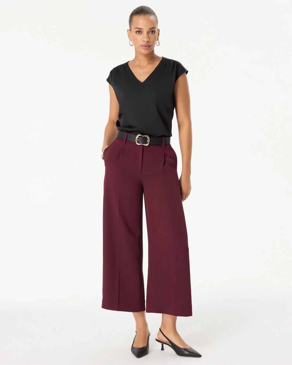 High Rise Wide Leg Crop Pant