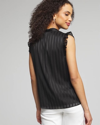 Outlet WHBM Mock Neck Ruffle Sleeve Shell click to view larger image.