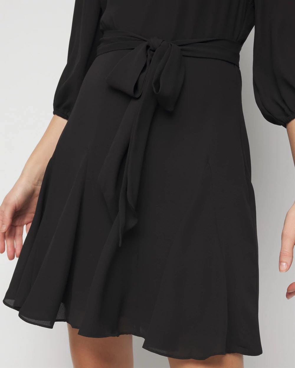 Elbow-Sleeve Godet Dress