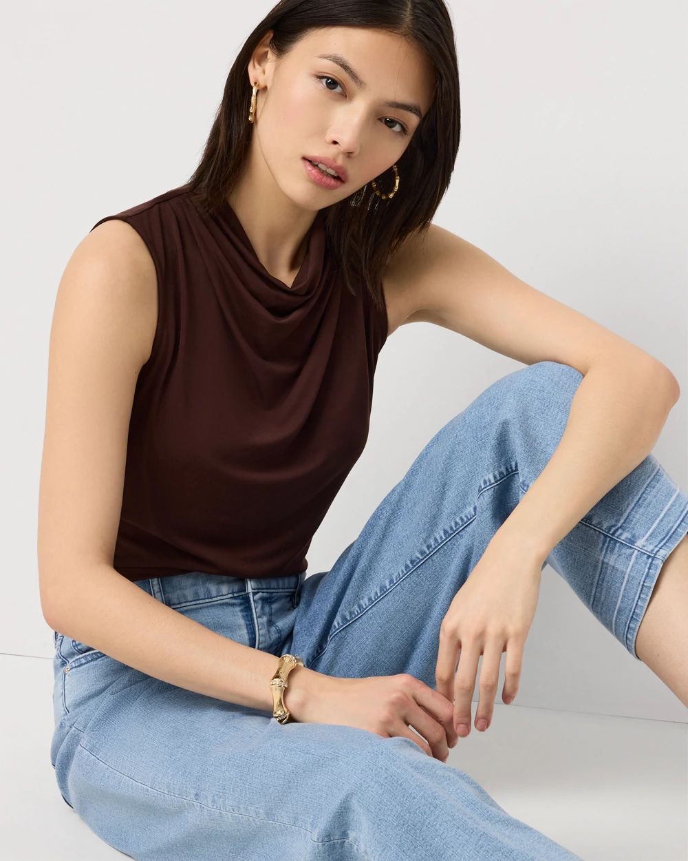 Cowl Neck Sleeveless Top