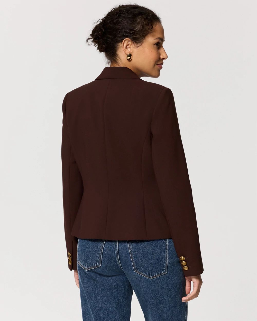 Luxe Stretch Cropped One-Button Blazer click to view larger image.