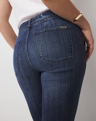 High-Rise Belted Skinny Flare Jeans click to view larger image.