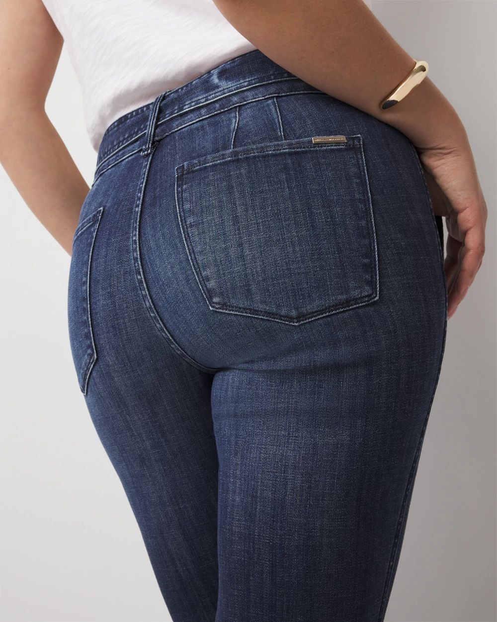 High-Rise Belted Skinny Flare Jeans