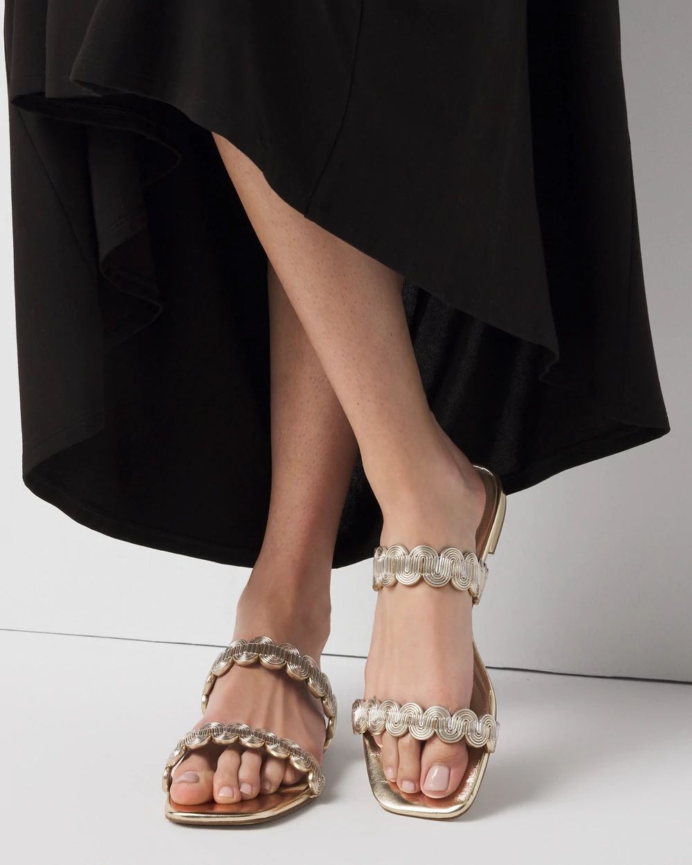 Mixed Metal Flat Sandal