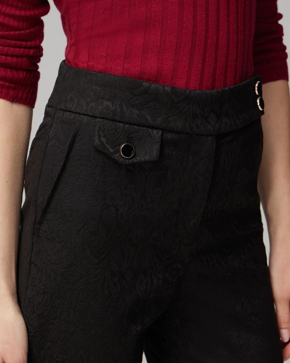 Jacquard Straight Ankle Pant