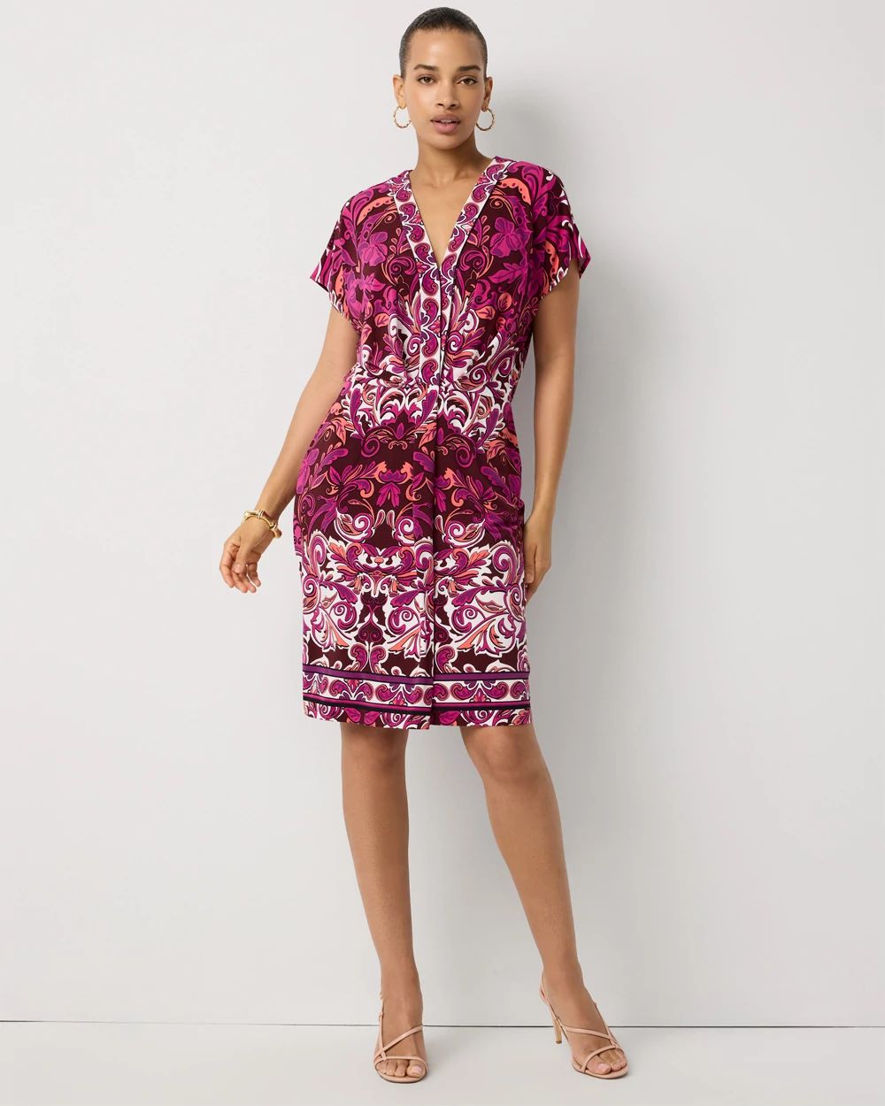 Petite Pleated V-neck Dress