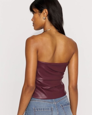 Draped Faux Leather Bustier click to view larger image.