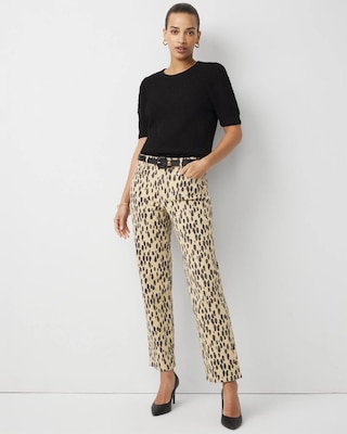 Leopard High Rise Straight Jean