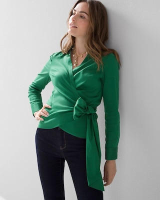 Tie-Waist Poplin Shirt