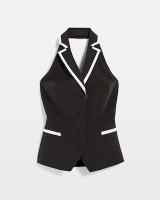 Contrast Piping Halter Vest click to view larger image.