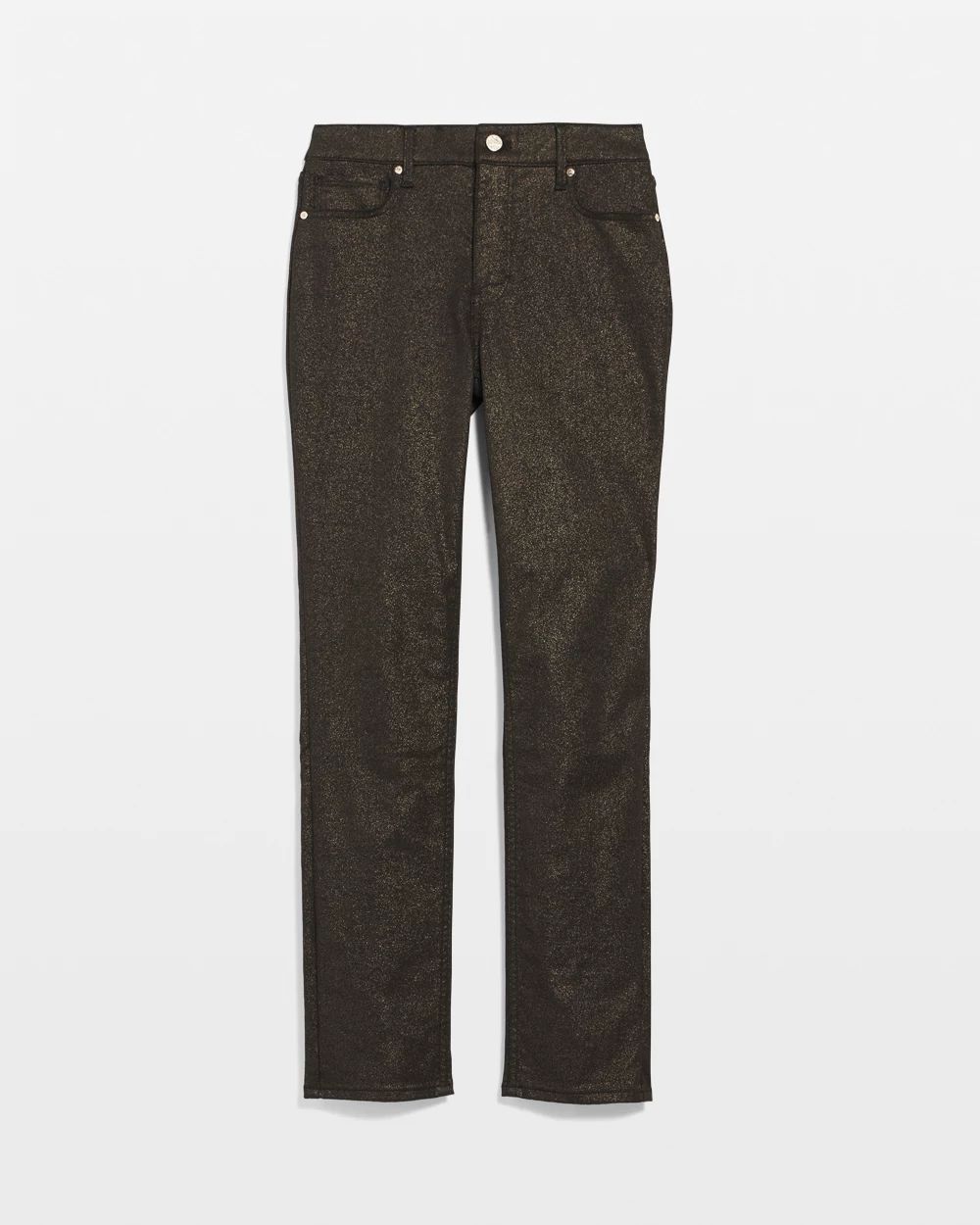 High-Rise Foiled Slim Jeans