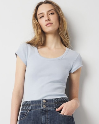 WHBMFORME™ Ribbed Stretch Scoop Neck Tee