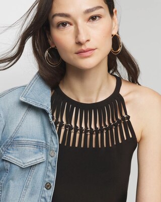 Mixed Metal Double Pave Hoop Earrings