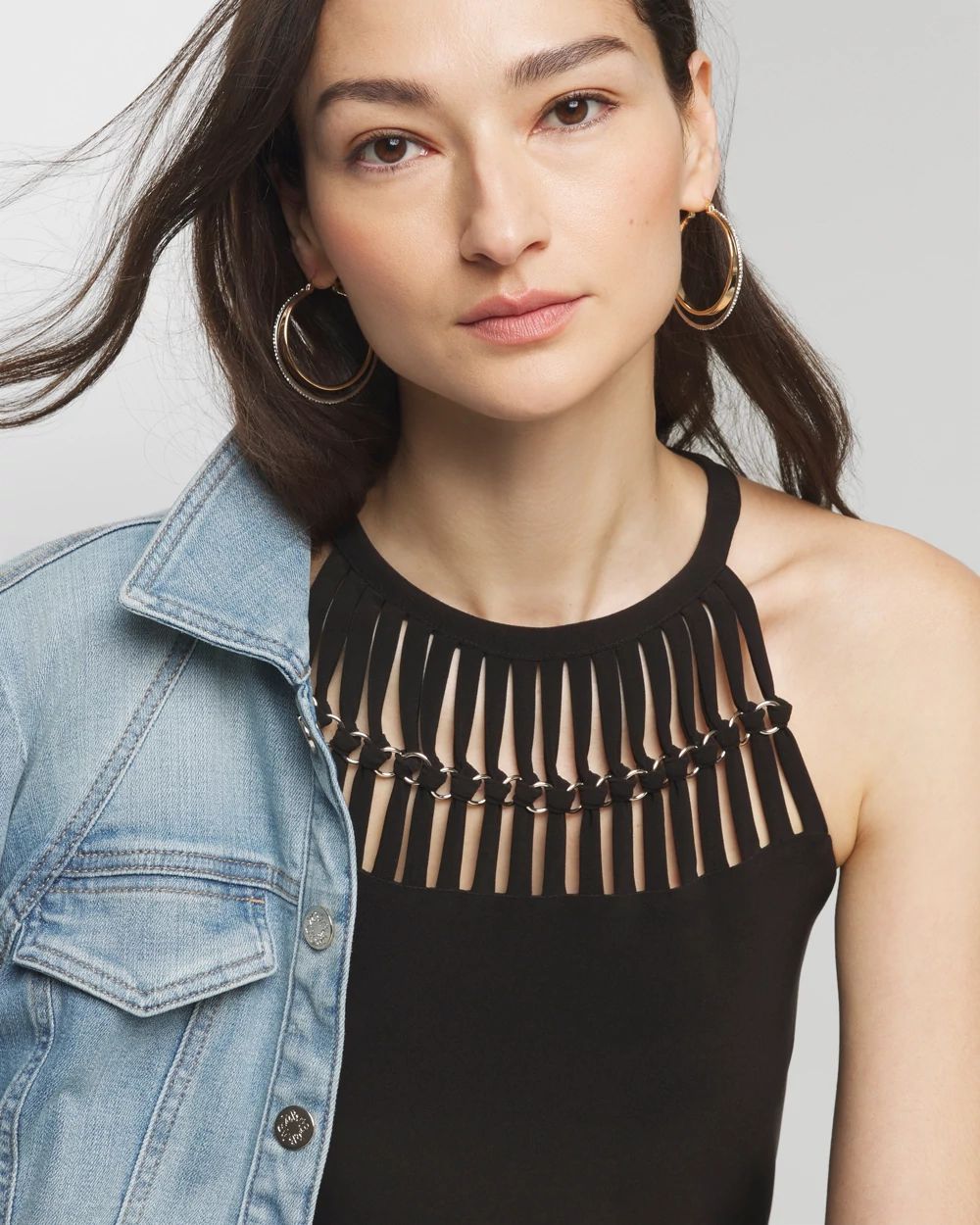 Mixed Metal Double Pave Hoop Earrings