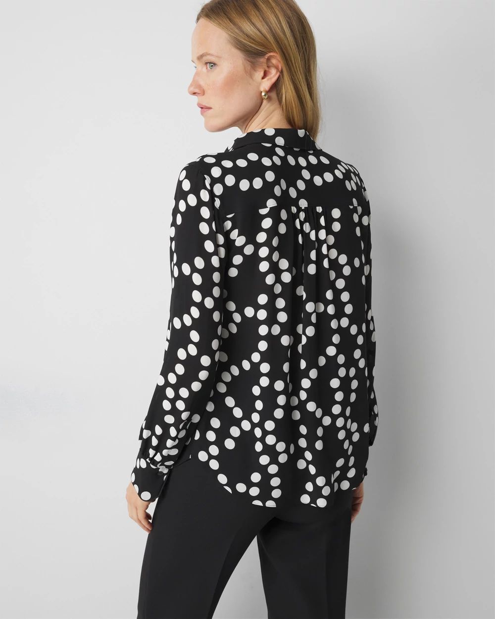 Petite Long Sleeve Soft Shirt with Piping