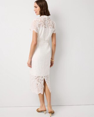 Button-Front Lace Midi Dress click to view larger image.