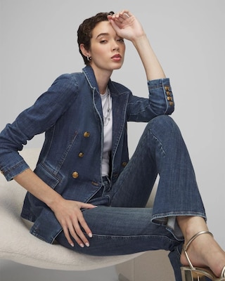 WHBM® Denim Studio Blazer click to view larger image.