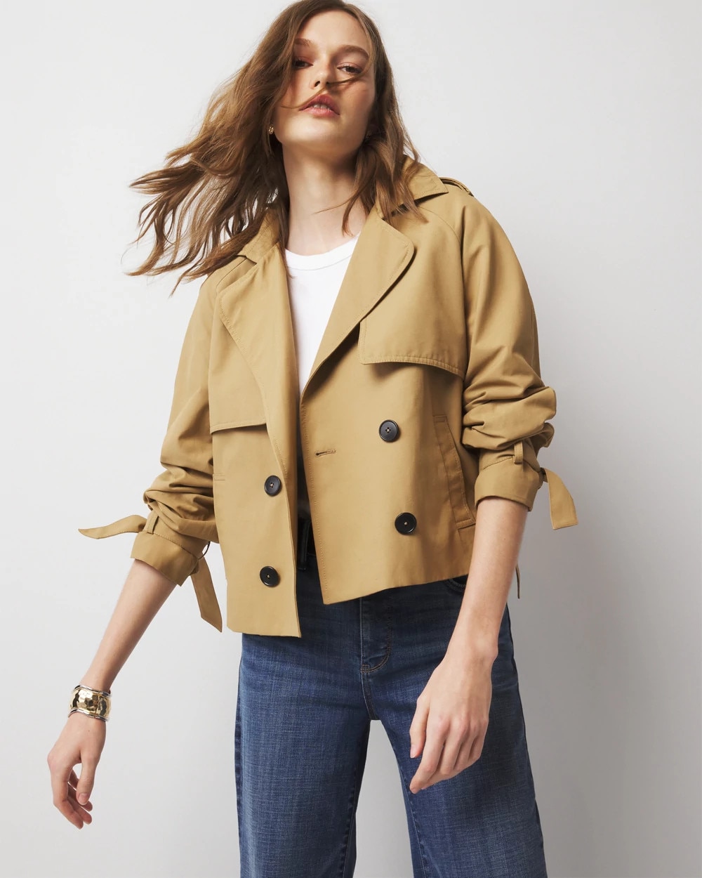 Petite Cropped Trench Coat