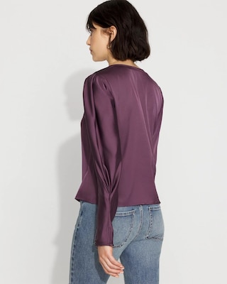 Pleated Sleeve Satin Blouse click to view larger image.