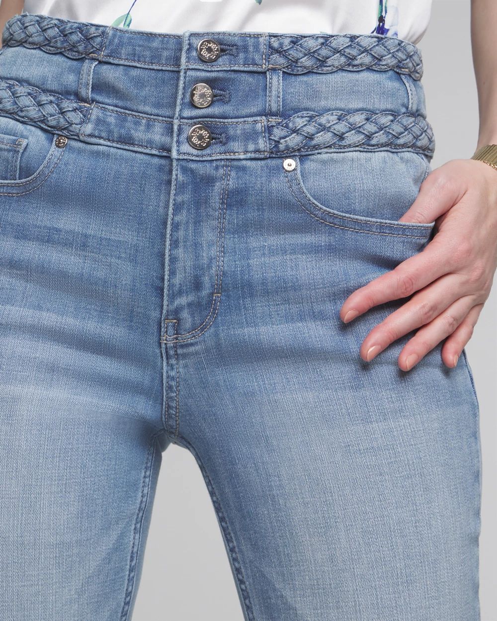 Petite Extra High-Rise Everyday Soft Denim  Braided Slim Ankle Jeans