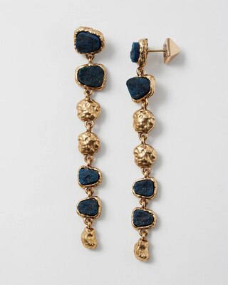Goldtone and Blue Linear Earrings