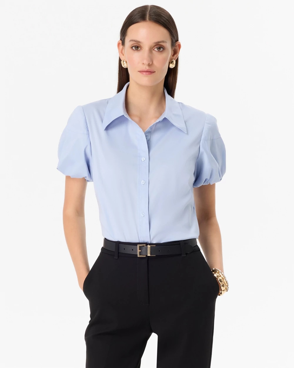 Puff Sleeve Poplin Shirt